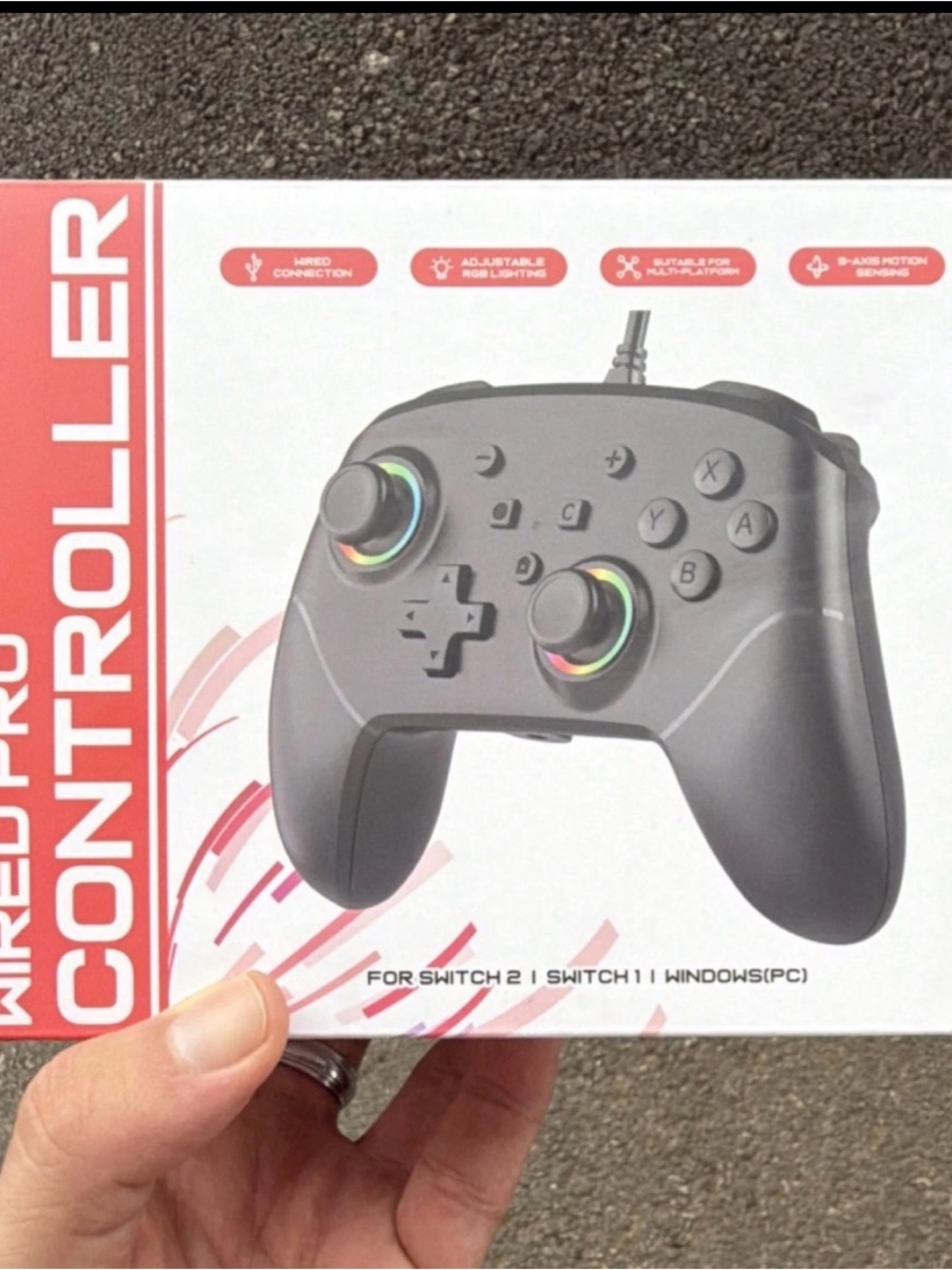 Wired Gaming Controller with RGB Rings - Black